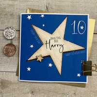 PERSONALISED -  BLUE BIG STAR - ANY AGE/RELATION (P22-48)
