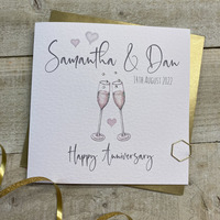 PERSONALISED - ANNIVERSARY FLUTES & HEARTS (P22-64)