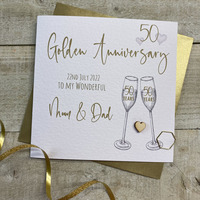 PERSONALISED -  any relation GOLDEN ANNIVERSARY FLUTES (P22-66-G)