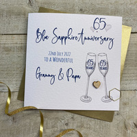 PERSONALISED -  any relation BLUE SAPPHIRE ANNIVERSARY FLUTES (P22-66-BS)