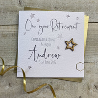PERSONALISED - RETIREMENT WOODEN STAR CARD (P22-69)