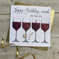 PERSONALISED - 4 RED WINE GLASSES (any age) BIRTHDAY (P22-79)