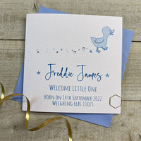 PERSONALISED - BLUE LITTLE DUCK - NEW BABY CARDS (P22-60)