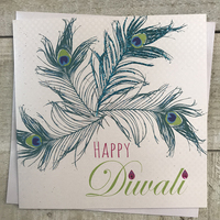 (HAPPY DIWALI - PEACOCK FEATHERS) (R8)