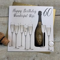 WIFE AGE 60 - BOTTLE OF CHAMPS & GLASSES (VN156-W60)