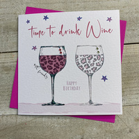 TIME TO DRINK WINE - with friends (leopard print) (S264)