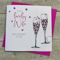 WIFE LEOPARD PRINT FLUTES BIRTHDAY CARD (S274)
