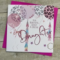 DAUGHTER LEOPARD PRINT BALLOONS CARD (S272)