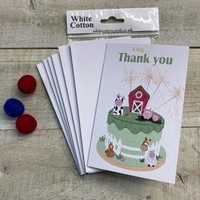 NOTELETS- THANK YOU PACK OF 6 -FARMYARD CAKE (N95-208)