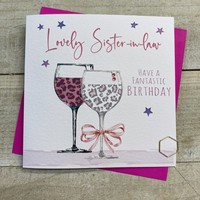 SISTER IN LAW LEOPARD PRINT WINE GLASSES CARD (S280)