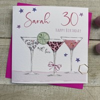 PERSONALISED - LEOPARD PRINT COCKTAIL GLASSES (any age) (P22-89)