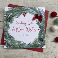 CHRISTMAS CARD - SENDING LOVE & ARM WISHES WREATH (C2251)