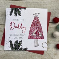 DADDY - RED TREE & 2 ROBINS  - CHRISTMAS CARD (C22-36)