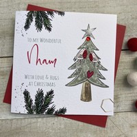 MAM GREEN TREE & ROBINS  - CHRISTMAS CARD (C22-46)