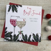 BEST FRIEND WINE / GIN GLASSES- CHRISTMAS CARD (C22-62)