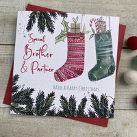 BROTHER & PARTNER 2 STOCKINGS - CHRISTMAS CARD (C22-65)