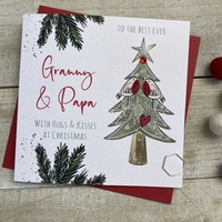 GRANNY & PAPA GREE TREE & ROBINS - CHRISTMAS CARD (C22-69)