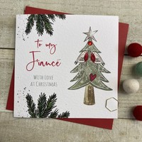 FIANCE (MALE) GREEN TREE & ROBNS - CHRISTMAS CARD (C22-73)