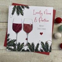 MUM & PARTNER RED WINE GLASSES - CHRISTMAS CARD (C22-84)