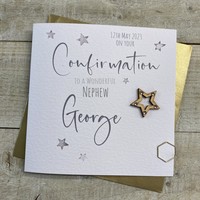 PERSONALISED - NEPHEW CONFIRMATION WOODEN STAR CARD (P22-68-NEP)
