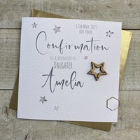 PERSONALISED - DAUGHETR CONFIRMATION WOODEN STAR CARD (P22-68-D)