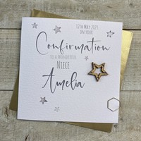PERSONALISED - NIECE CONFIRMATION WOODEN STAR CARD (P22-68-NIE)