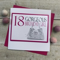 18 - GORGEOUS BIRTHDAY GIRL - SILVER HANDBAG CARD (NP18)