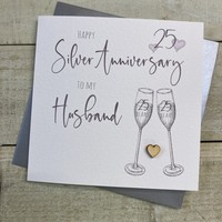 HUSBAND ANNIVERSARY FLUTES - SILVER 25TH (S110-H25 & XS110-H25)