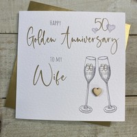 WIFE ANNIVERSARY FLUTES - 50TH GOLDEN (S110-W50)