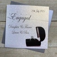 PERSONALISED ENGAGEMENT CARD. DAUGHTER & FIANCÉ. RING IN BOX DESIGN. (P16-81-D & XP16-81-D)