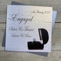 PERSONALISED ENGAGEMENT CARD. SISTER & FIANCÉ. RING IN BOX DESIGN. (P16-81-SIS & XP16-81-SIS)
