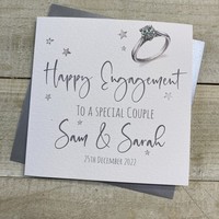 PERSONALISED ENGAGEMENT CARD. SPECIAL COUPLE RING & STARS DESIGN. (P22-74-SC & XP22-74-SC)