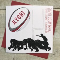 WELSH RUGBY CARD IN RED (W-RF4-RED)