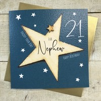 NEPHEW AGE 21 - BIG STAR BIRTHDAY CARD