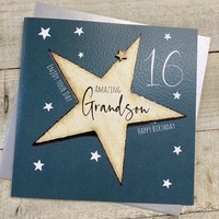 GRANDSON AGE 16 - BIG STAR - LARGE BIRTHDAY CARD