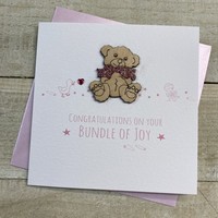 WOODEN TEDDY - PINK BABY (S230)