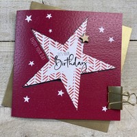 RED PATTERNED - BIG STAR BIRTHDAY CARD (S326)
