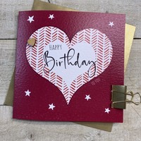 RED PATTERNED - BIG HEART BIRTHDAY CARD (S324)