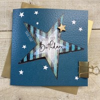 BIG STRIPY BLUE STAR BIRTHDAY CARD (S317)