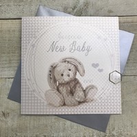 NEW BABY - SILVER BUNNY CARD (B287)