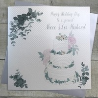 LARGE NIECE & HUSBAND WEDDING CAKE CARD (XVN154-NIE)