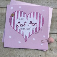 MOTHERS DAY - BEST MUM - BIG STRIPY HEART (M23-17)