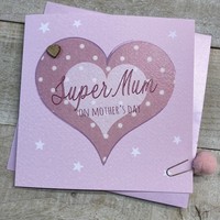 MOTHERS DAY - SUPER MUM - PINK DOTTY BIG HEART  (M23-20)