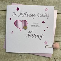 NANNY - ON MOTHERING SUNDAY - PINK STRIPY HEART (M23-23)