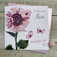 MOTHERS DAY - PINK FLOWER & BUTTERFLIES BEST MUM (M23-4)