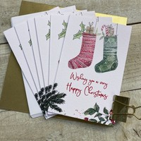 PACK OF 6 CHRISTMAS CARDS - 2 STOCKINGS (N95-C22-5)