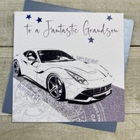 GRANDSON - SUPER CAR BIRTHDAY CARD (S185-GS)