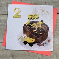 WELSH AGE 2 - DIGGER CAKE CARD (W-RY2)