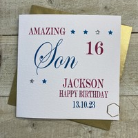 PERSONALISED RED & BLUE STARS - SON, ANY AGE (P16-83-S)