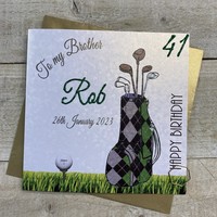 PERSONALISED GOLF BIRTHDAY CARD - BROTHER ANY AGE (P18-38-B)